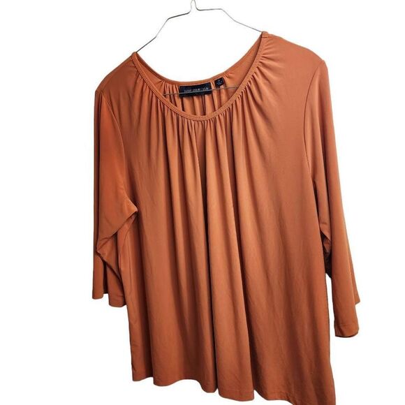 Susan Graver Style Pumpkin Spice Orange Top Size 3x - Picture 6 of 9